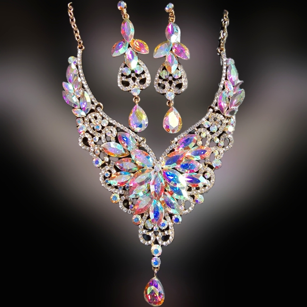 Electrifying AB necklace and earrings set